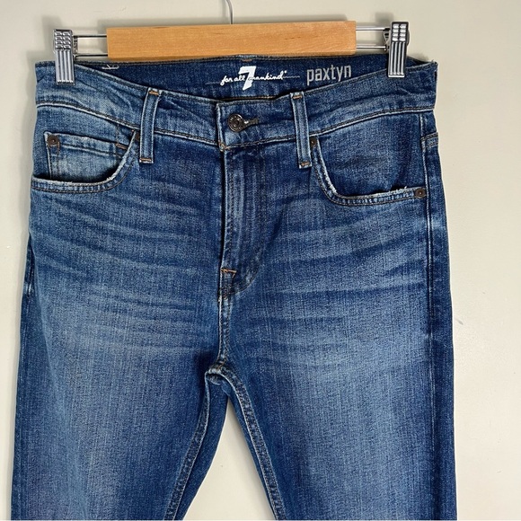 7 For All Mankind Men’s Paxtyn Blue Slim Jeans Distressed Size 28 - Picture 5 of 9